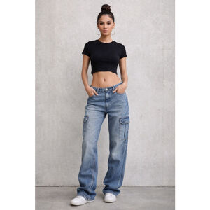 GUESS Jeans Women’s 28 Vintage Blue Cargo Low Rise 90s